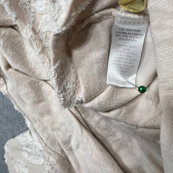 LOFT XS Lace Damask Textured Knit Top Ivory Cream Beige Mixed Media Long Sleeve - Picture 9 of 9